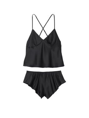 Victoria's Secret Black Satin Crossback Cami & Shorts Set